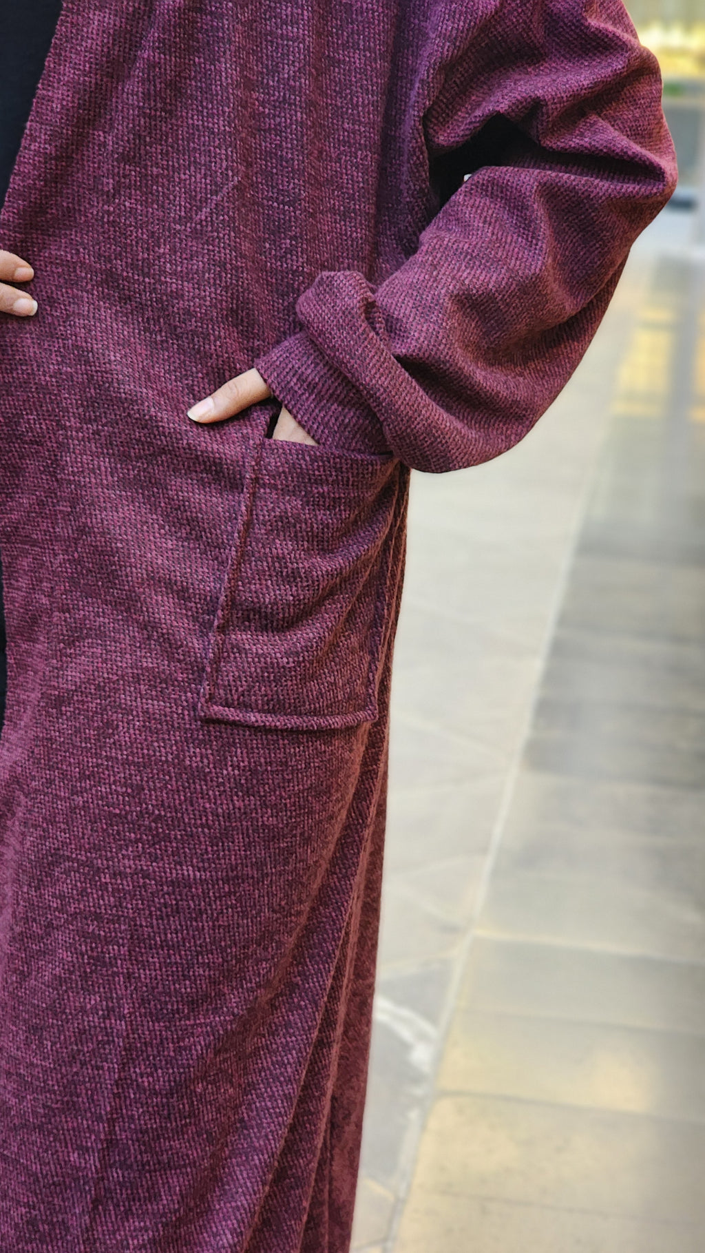 Wool Knitted Cardigan In Burgudny