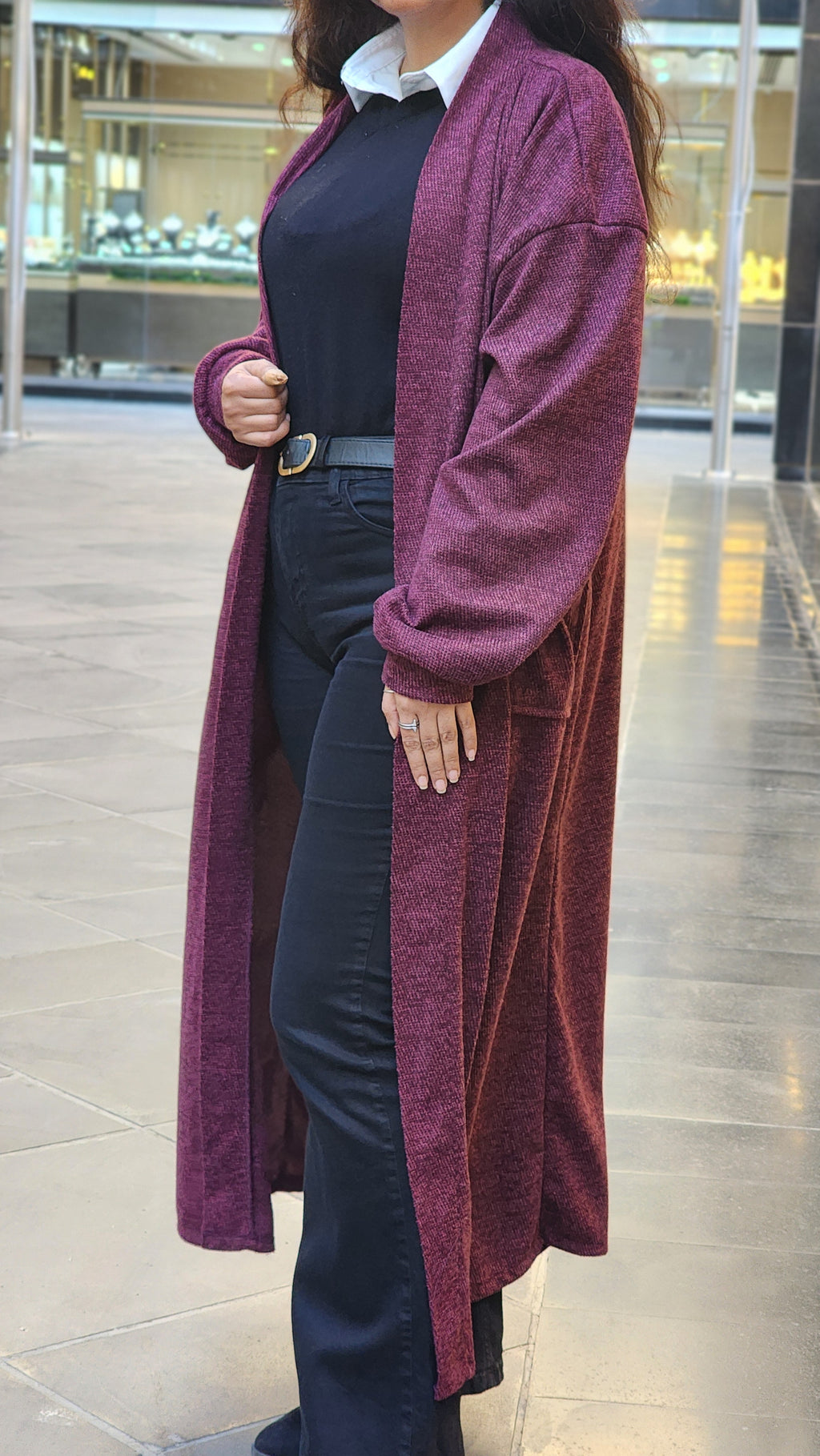 Wool Knitted Cardigan In Burgudny