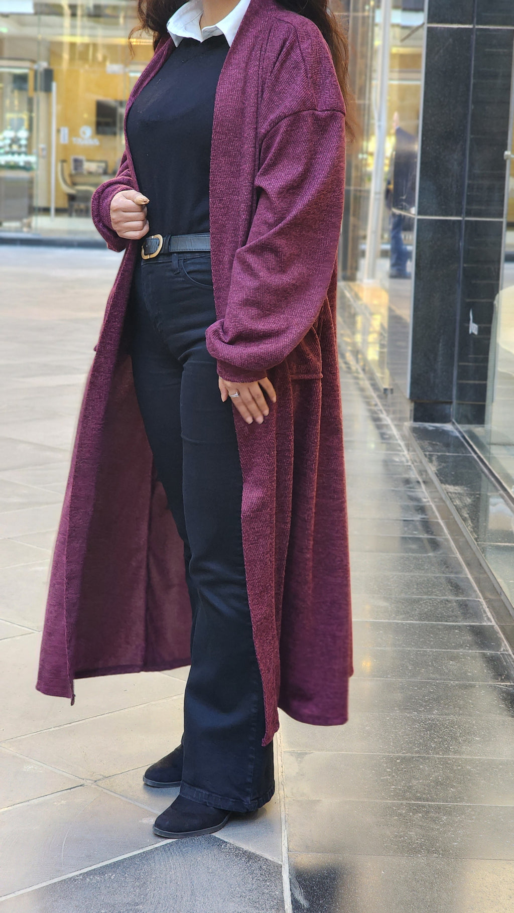 Wool Knitted Cardigan In Burgudny