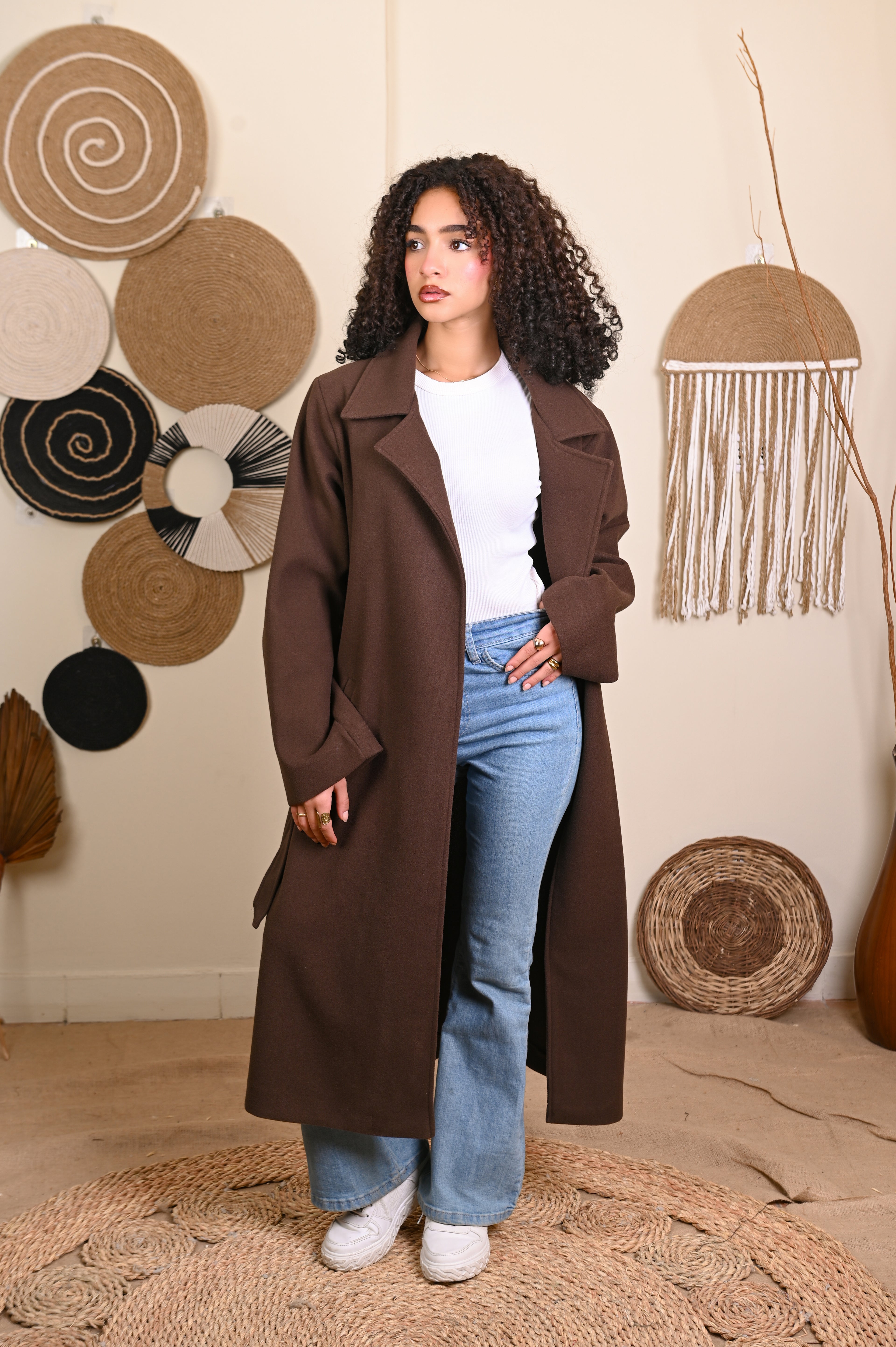 Longline Coat in Brown