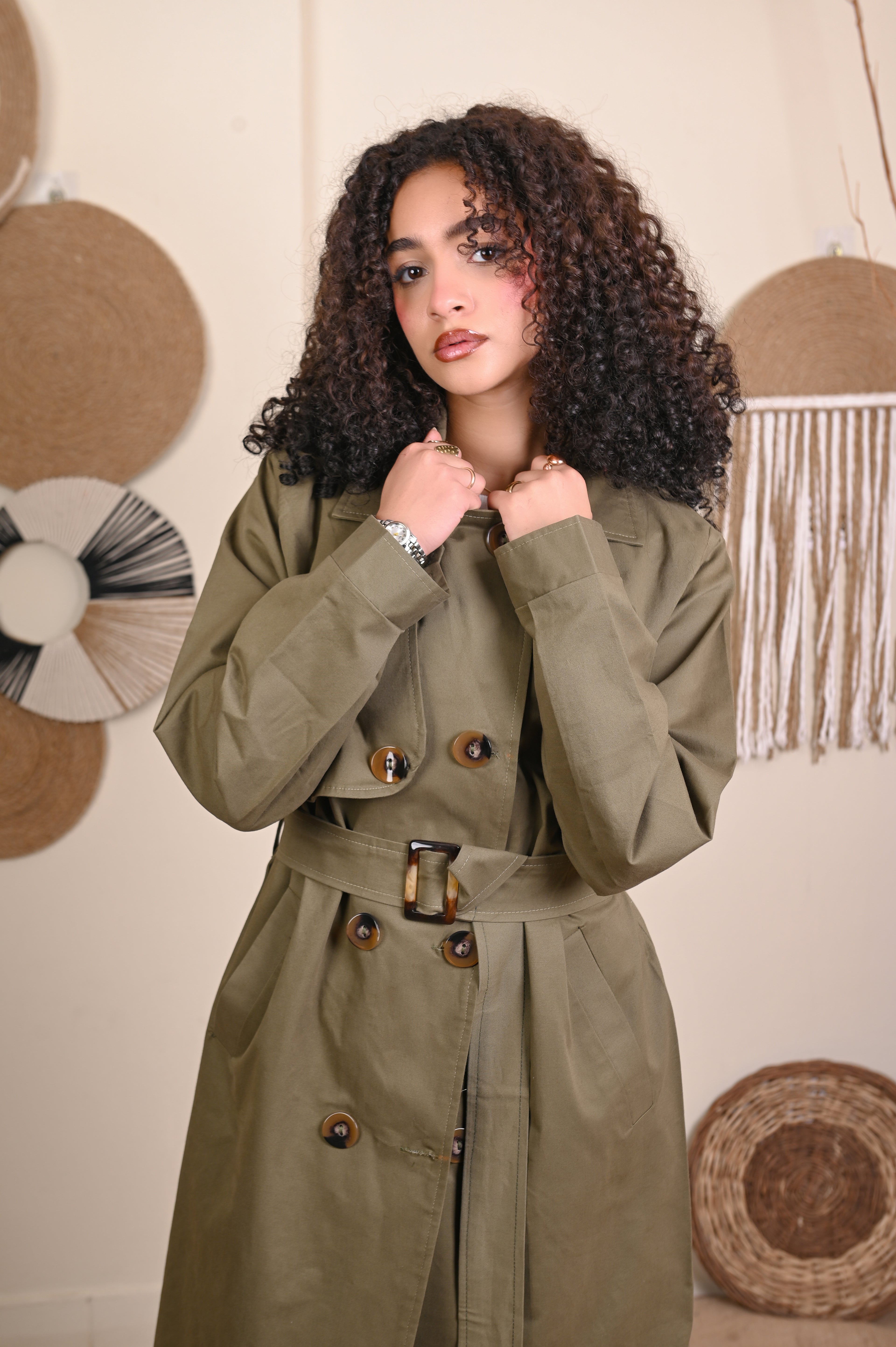 Classy Trench Coat in Olive