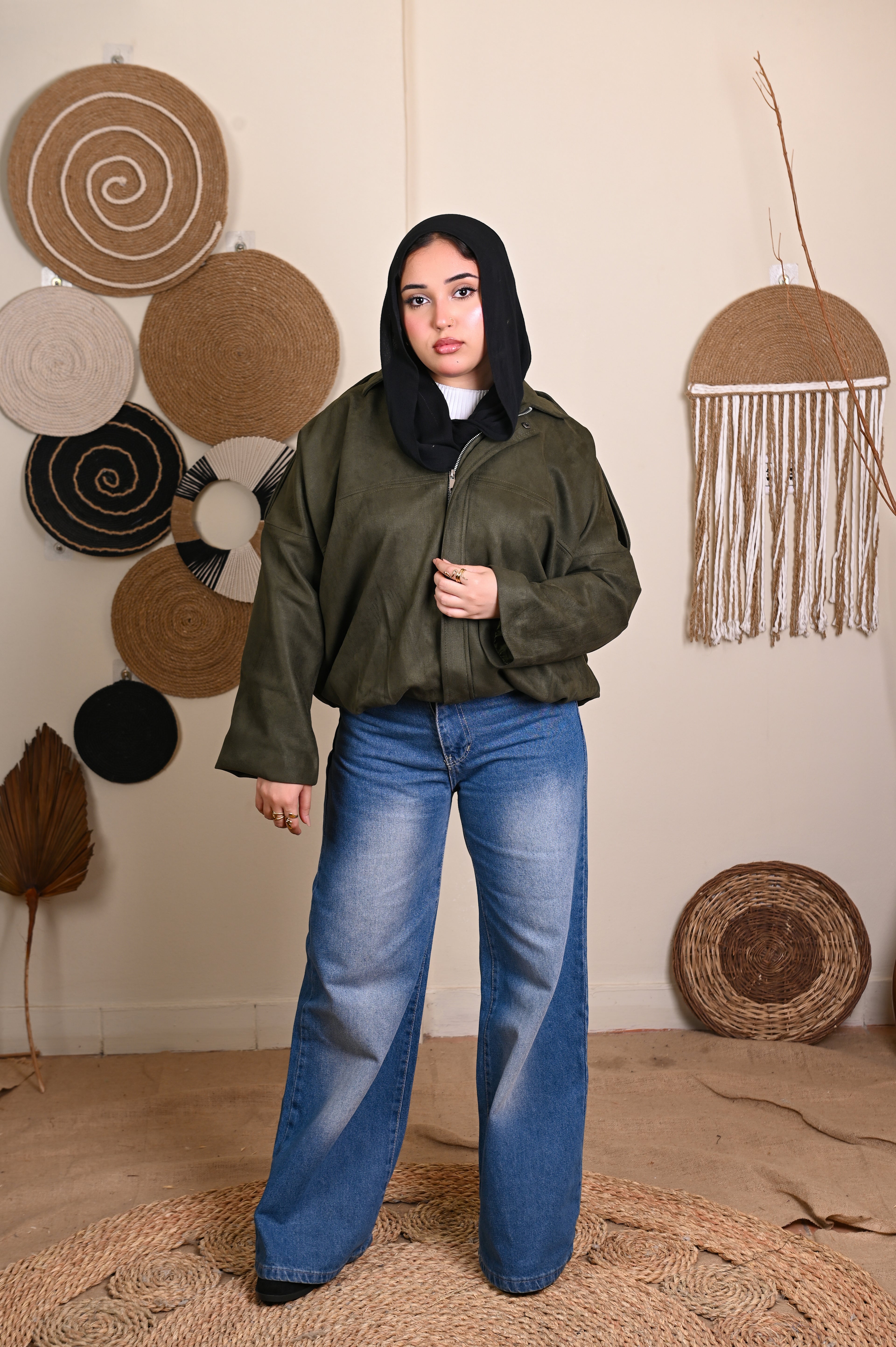 Suede Jacket in Olive