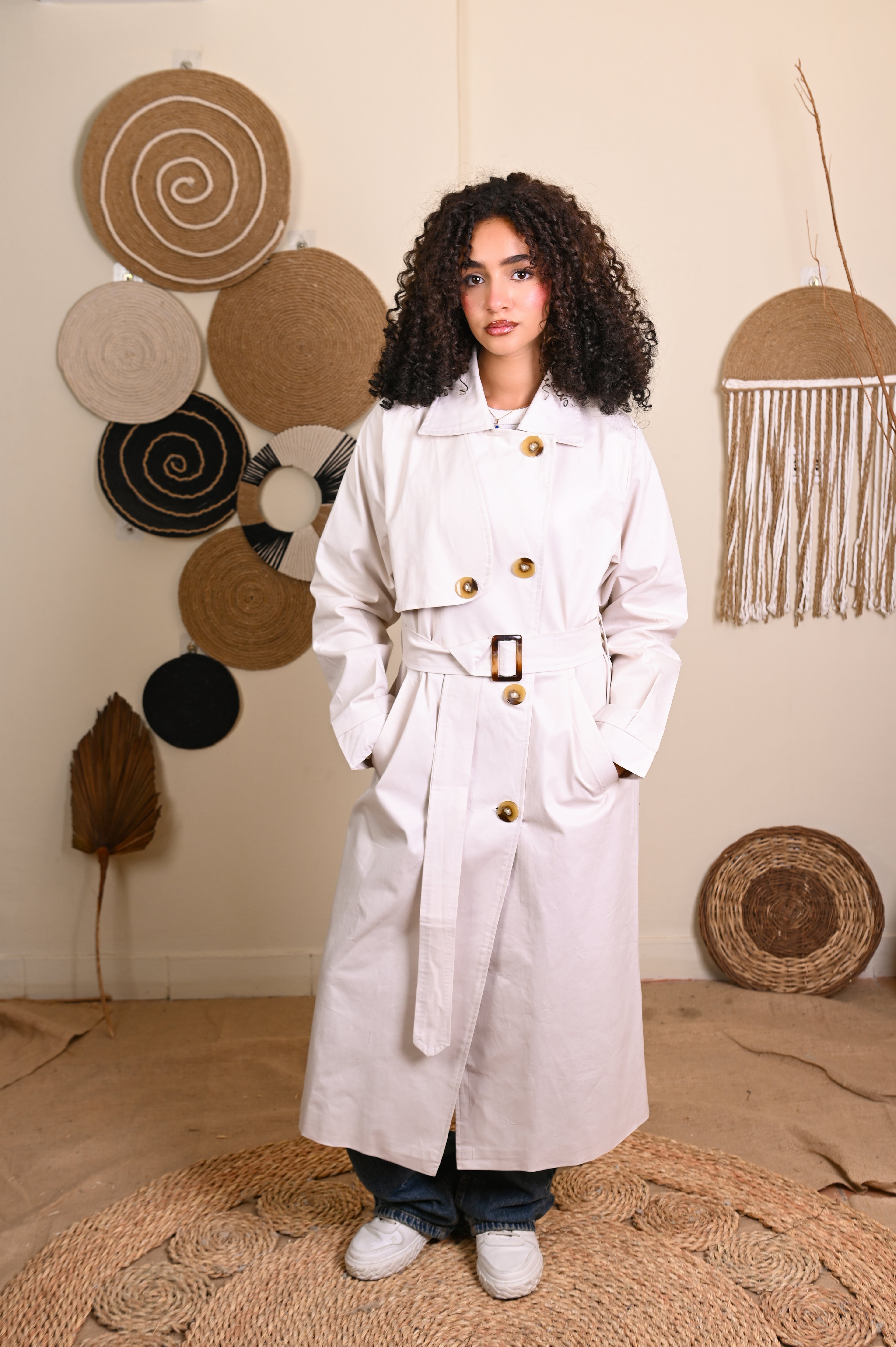 Classy Trench Coat in Light Beige