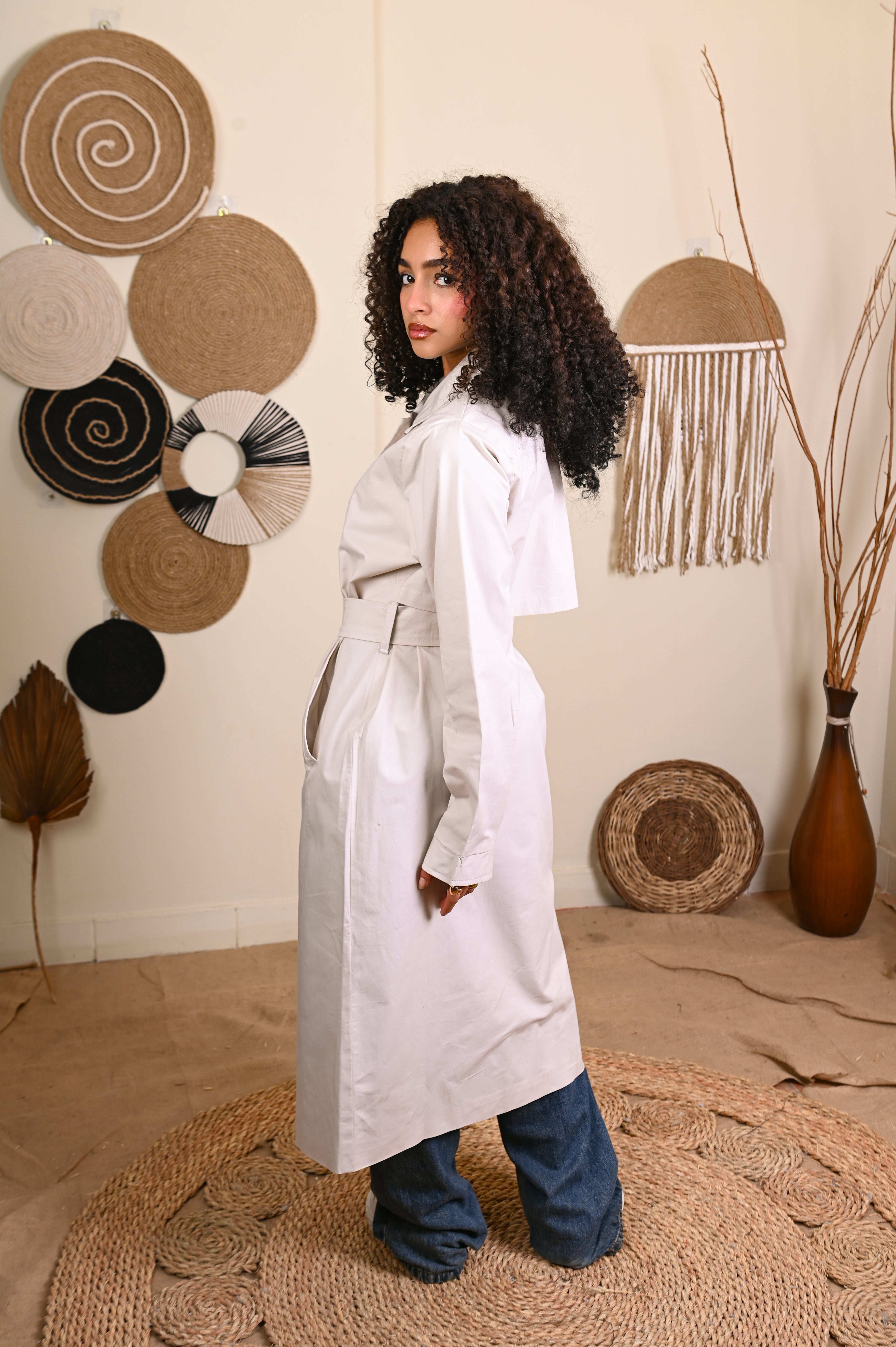 Classy Trench Coat in Light Beige